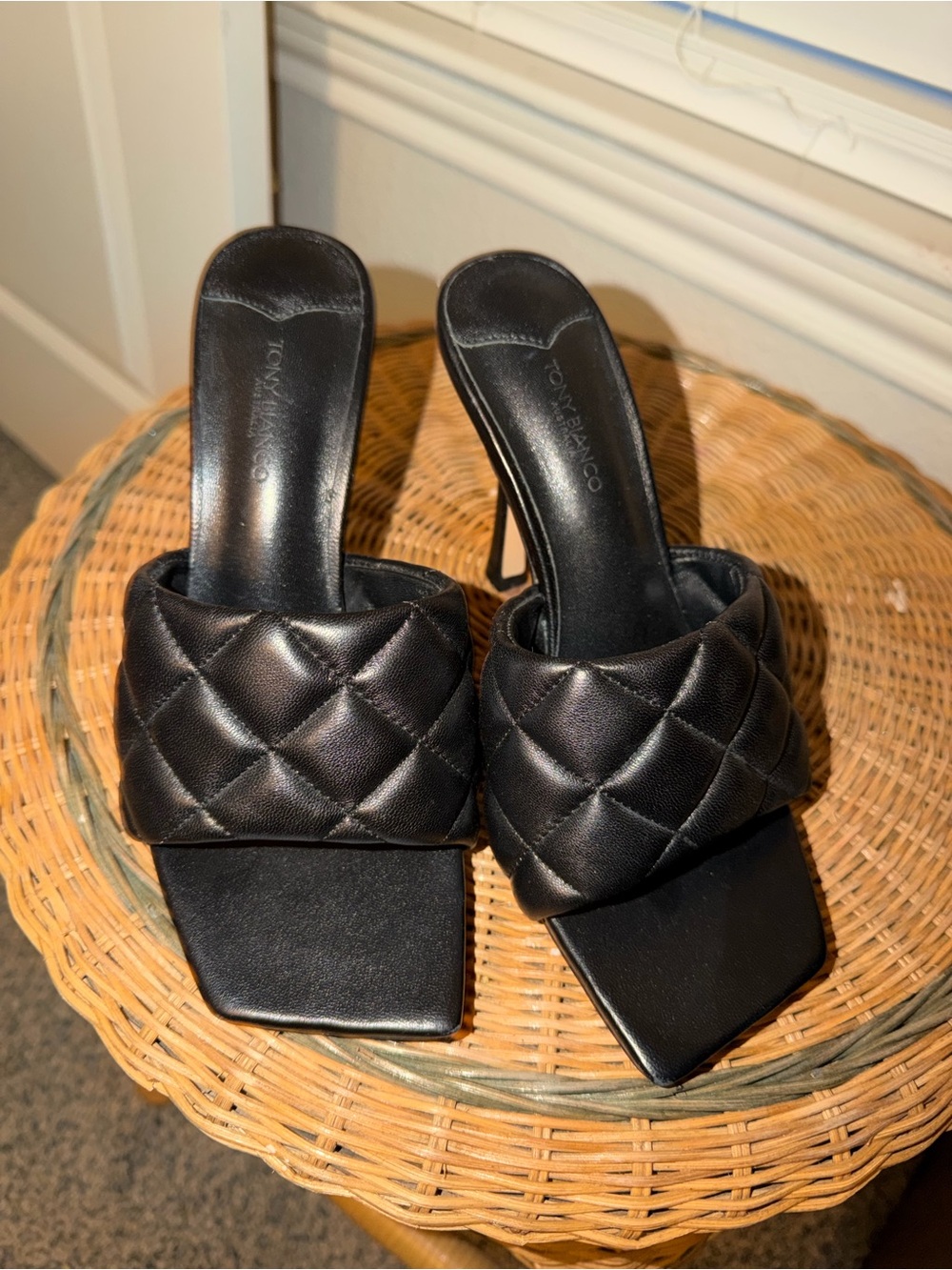 Tony Bianco Black Quilted Slide Stiletto Heels